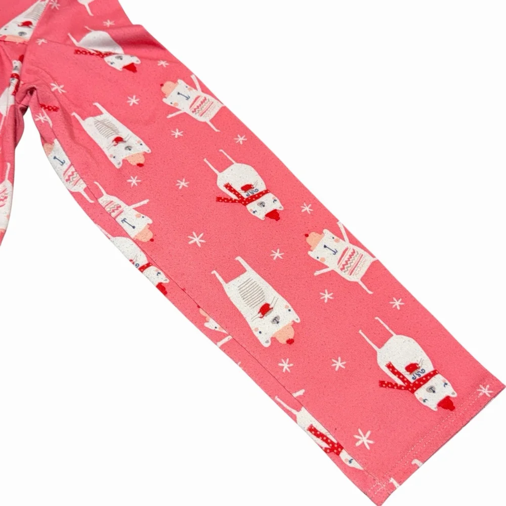 Gymboree Girls Pink Midi Length Nightgown White All Over Bear Print Size 7/8 GUC